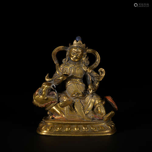 A gilt-bronze statue of Palden Lhamo,Qing Dynasty