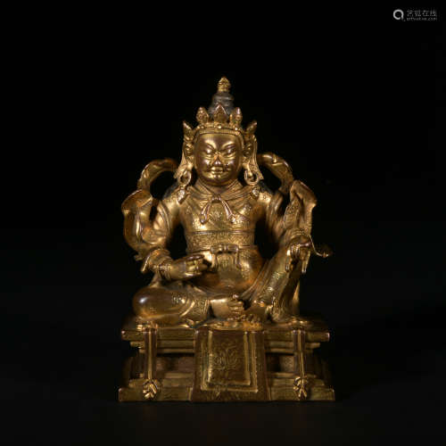 A gilt-bronze statue of Guanyu,Qing Dynasty
