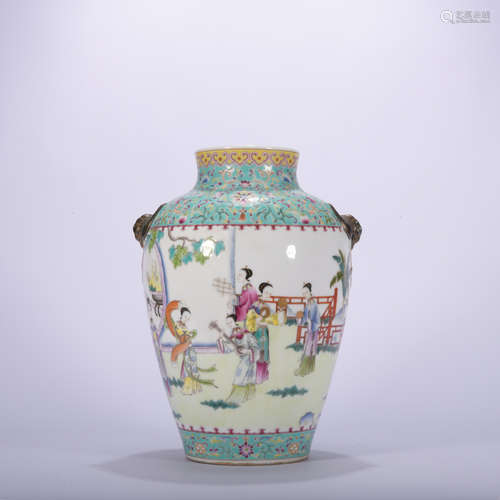 A famille-rose 'figure' jar,Qing Dynasty