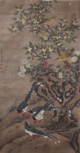 A Shen quan's flowers and birds painting(without frame)