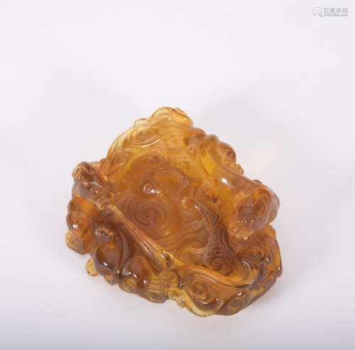 A amber 'dragon' BiXi,Qing Dynasty