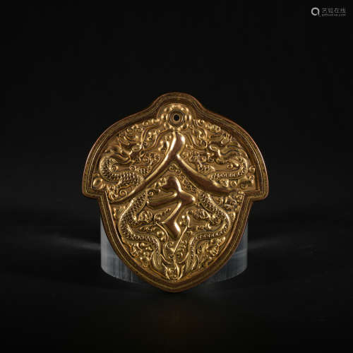 A gilt-bronze card,Qing Dynasty