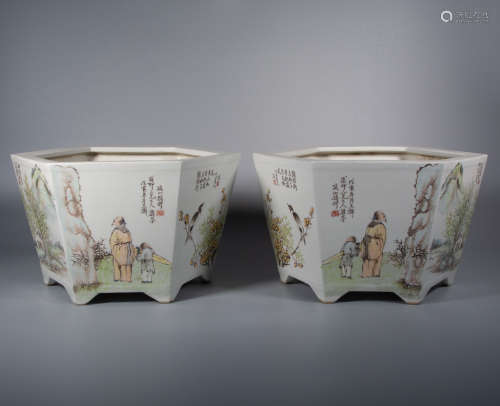 Qing Dynasty - Flowerpot [pair]