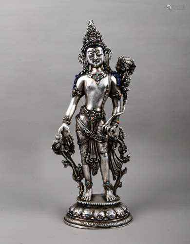 18th century - Pure anemone hand Bodhisattva statue