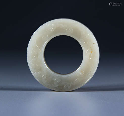 Qing Dynasty - Hetian white jade ring
