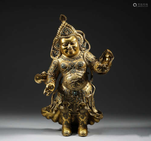18th century - Gilt bronze statue of the King of Heaven