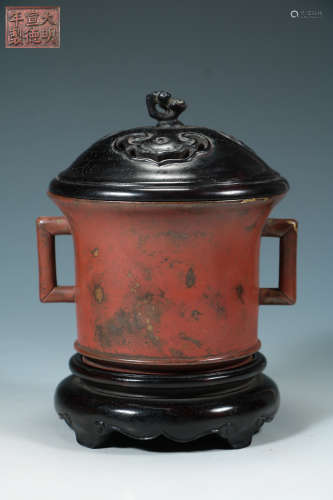 Qing Dynasty - Bronze cylinder incense burner