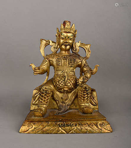 18th century - Gilded bronze statue of mammon seated