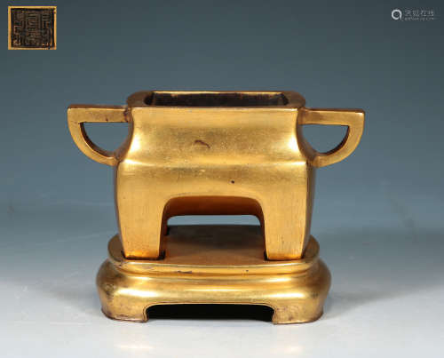 Qing Dynasty - Bronze gilt [Incense burner]