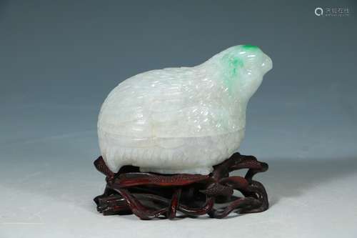 Qing Dynasty - Jade [quail-shaped] [Study] incense box