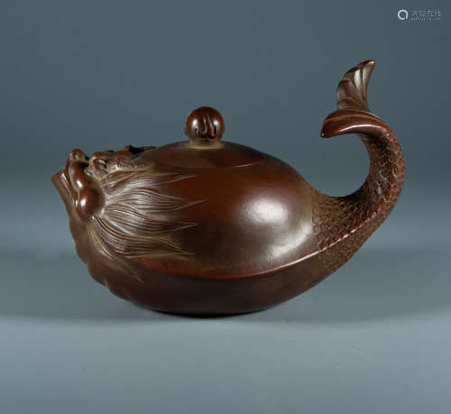 Qing Dynasty - [fish-shaped] Purple sand pot