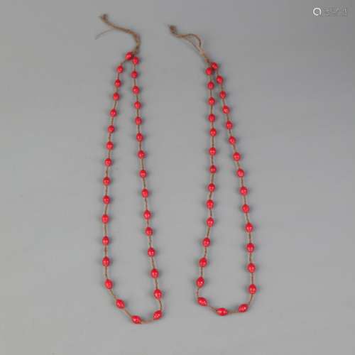 PAIR OF RED CORAL NECKLACE