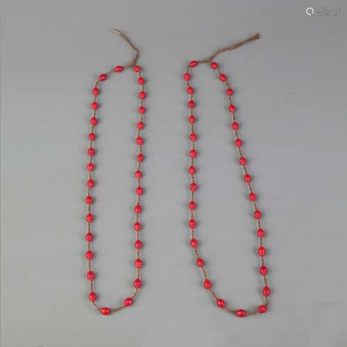 GROUP OF TWO RED CORAL NECKLACE