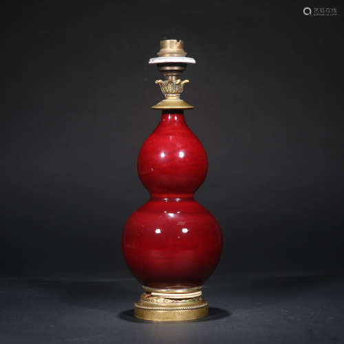 清 红釉葫芦瓶