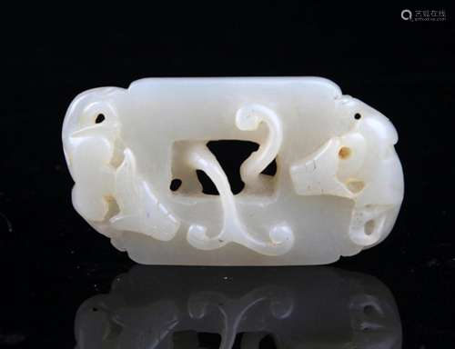 A DRAGON CARVING HETIAN PALE CELADON JADE