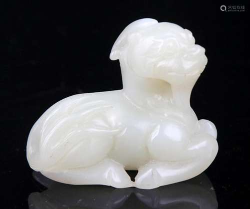 A FINE HORSE SHAPED PALE CELADON JADE