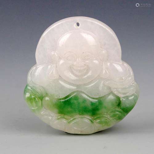 A FINE JADEITE PENDANT IN MAITREYA BUDDHA FIGURE