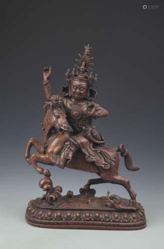 RARE BRONZE HORSE RIDING PALDEN LHAMO FIGURE