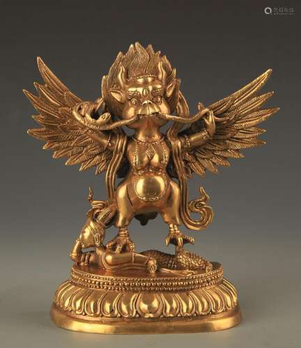 TIBETAN BUDDHISM BRONZE GARUDA STATUE