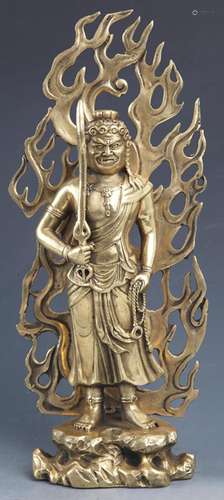 A TIBETAN BUDDHISM ACALANATHA BRONZE FIGURE