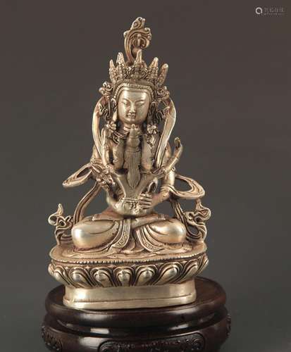 A TIBETAN BUDDHISM BRONZE MANDKESVARA FIGURE