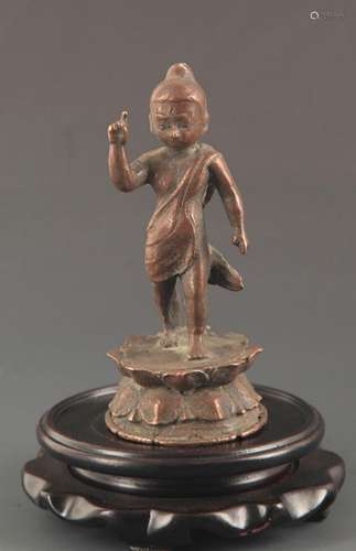 A SMALL BRONZE YONG SAKYAMUNI STATUE