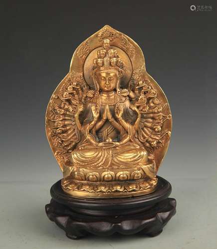 A TIBETAN BUDDHISM BRONZE THOUSAND HAND GUAN YIN