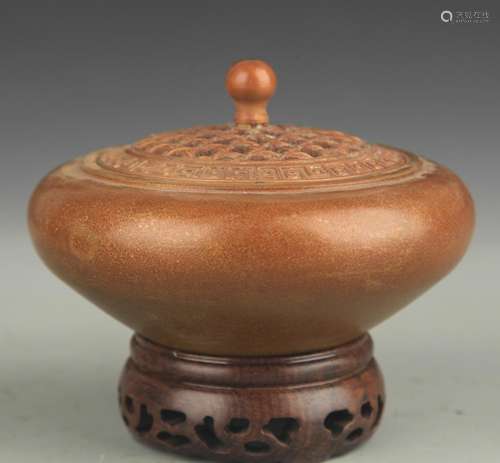 A BRONZE BOWL STYLE AROMATHERAPY BURNER