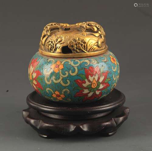 A BRONZE CLOISONNE BOWL TYPE AROMATHERAPY