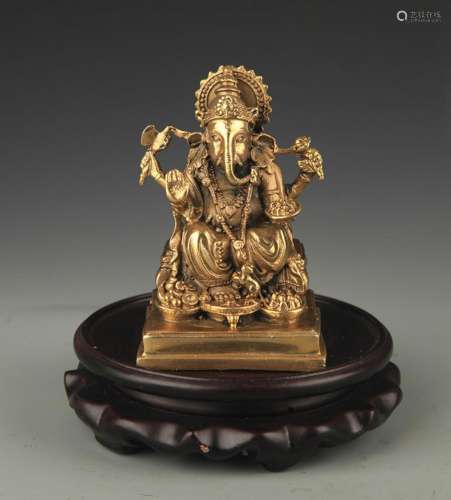 TIBETAN BUDDHISM BRONZE ELEPHANT TRUNK GOD OF WEALTH