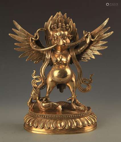 A FINELY CARVED TIBETAN BIRD LIKE BUDDHA