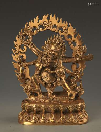 FINE BRONZE TIBETAN MAHAKALA STATUE