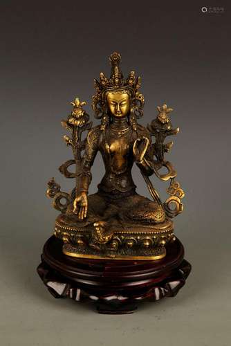 A FINE BRONZE AKASAGARBHA BUDDHA FIGURE