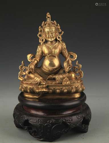 TIBETAN BUDDHISM BRONZE DZAMBALA STATUE