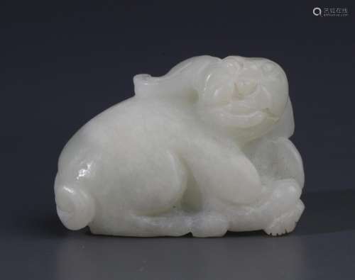 A FINE PALE CELADON JADE IN FIGURE OF RUI SHOU