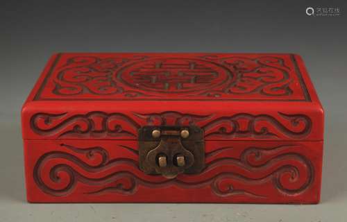 A FINELY CARVED LACQUER JEWELRY BOX