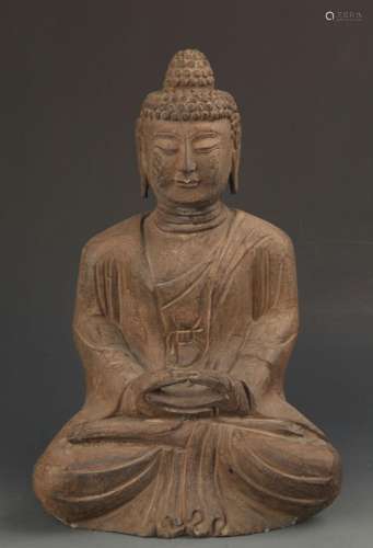RARE FINELY CARVED STONE SAKYAMUNI BUDDHA STATUE