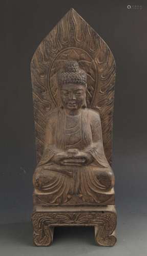 RARE STONE BUDDHA IN FIGURE OF PHARMACIST BUDDHA