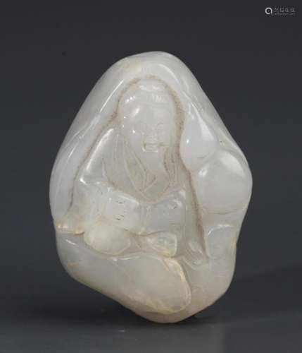 A FINE CHARACTER PATTERN PALE CELADON JADE