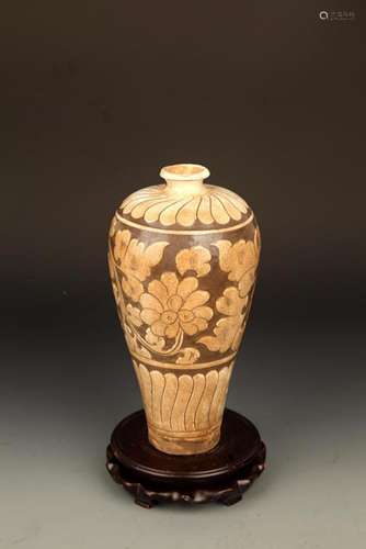 FLOWER CARVING "CI ZHOU YAO" PORCELAIN BEI BOTTLE