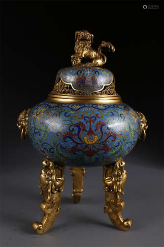 A Cloisonne Enameled Copper Incense Burner.