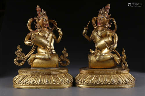 A Set of Gilt Copper Avalokitesvara Statues.