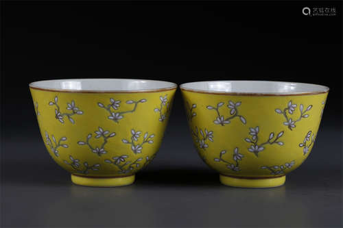 A Set of Rose Porcelain Cups.