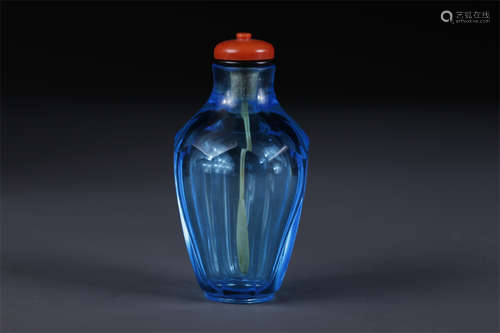 A Blue Glass Snuff Bottle.