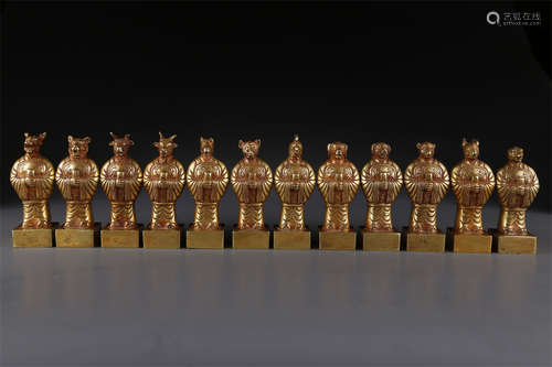 A Set of Twelve Gilt Copper Seals.