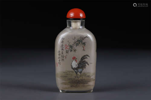 A Glass Snuff Bottle with Flowers Motif.