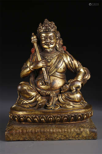 A Gilt Copper Buddha Statue, God of Wealth.