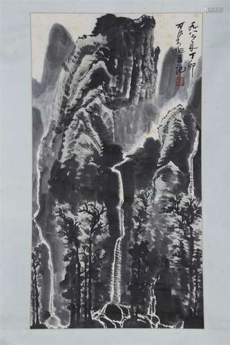 A Landscape Painting on Paper by Li Keran.