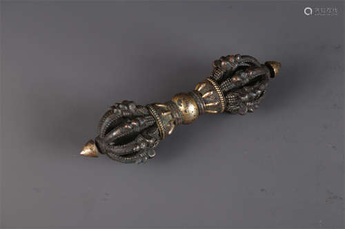 A Gilt Copper Vajra Pestle for Rite.