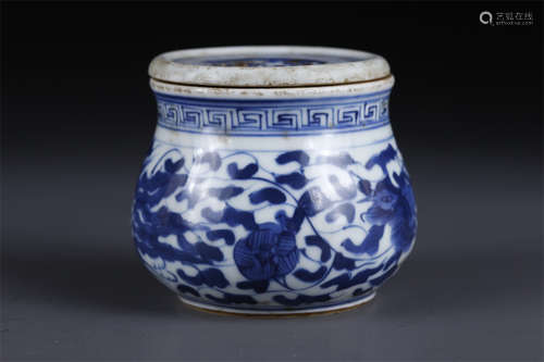 A Blue-and-White Porcelain Incense Burner.